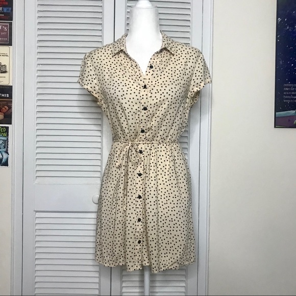 H&M Dresses & Skirts - Beige Shirt Dress w/ Black Polka Dots by H&M